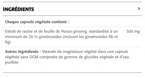 Panax Ginseng 20 % de ginsénosides · 300 mg - New Roots Herbal