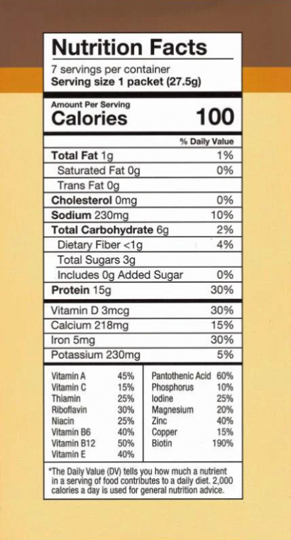 100 Calorie avec suppléments Shake/Puddings HW